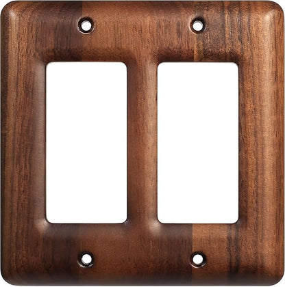 Two Light Switch Cover Plate Solid Walnut Decorative 2-Gang Light Switch Cover, Premium Wooden Wall Plate