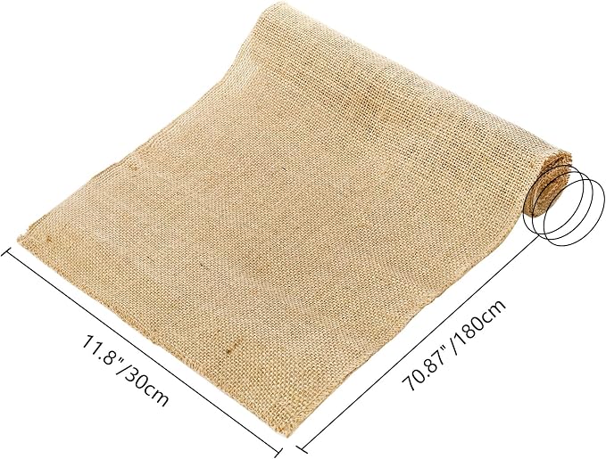 Tosnail 12 Pack 12" x 71" Burlap Table Runners, Rustic Jute Fabric Roll - Image 2