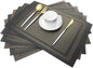 Placemats Vinyl Washable for Dinner Table Stain Insulation Easy to Clean Table Mats Set of 6 (Gold+Black)