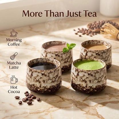 Japanese Tea Cups Set of 4pcs, 7oz Elegant Ceramic Matcha Cups - Image 5
