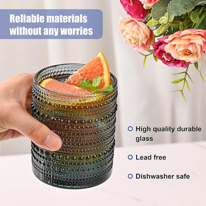 ZMOWIPDL 12oz & 15oz Hobnail Drinking Glasses, Colored Glass Cups Set of 8 | - Image 3