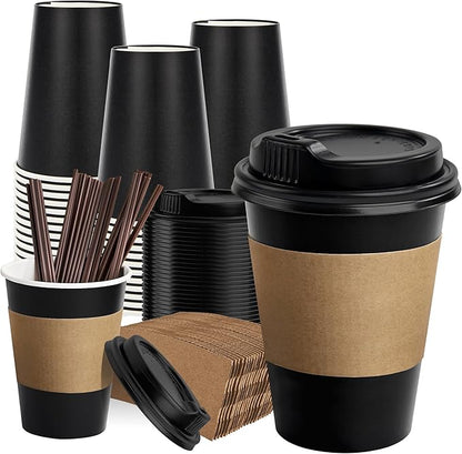 RACETOP 12 oz 50 Pack Black Disposable Coffee Cups by RACETOP