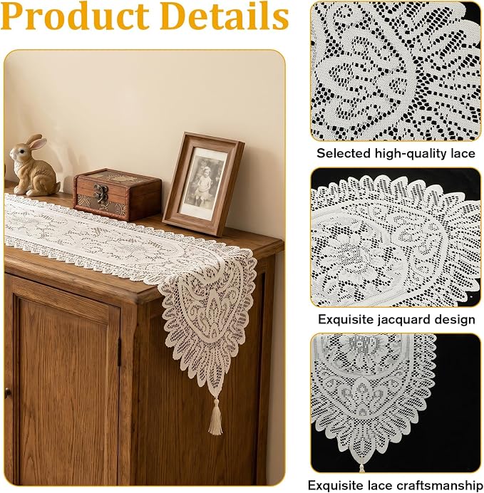 2 Pcs Doily Table Runner Crochet Table Runner - Image 2