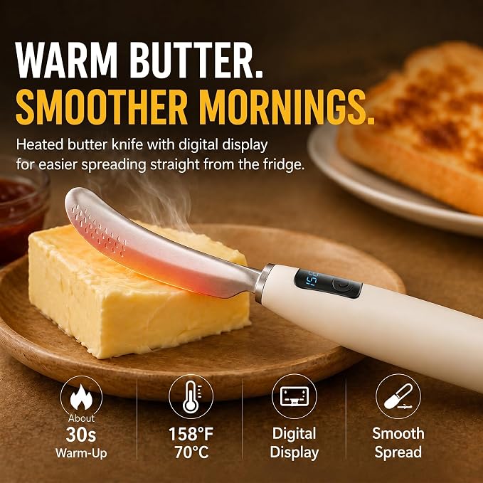 Heated Butter Knife with Digital Display 2026 Upgrade, Food-Grade Stainless - Image 2