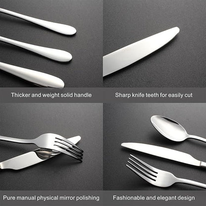 Silverware Set for 4,20 Pieces Forged Stainless Steel Flatware Set Cutlery Set,Heavy Duty and Modern Desgin,Fancy Tableware Cutlery Set for Home,Restaurant (Silver 20)