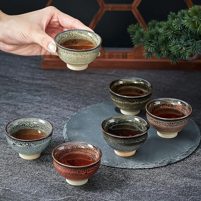 Skyley 6 Pieces Korean Soju Shot Glasses Sets Porcelain Cups Korean Ceramic - Image 6
