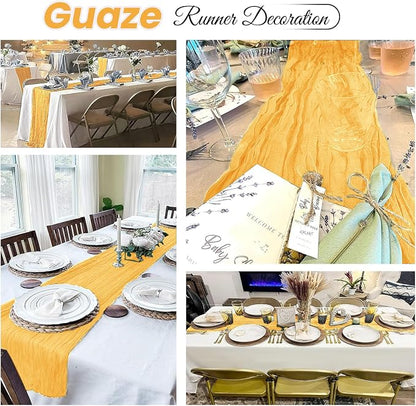 8 Pack Gold Cheesecloth Table Runner 20 x 120 inch Gauze Table Runners 10 FT - Image 4