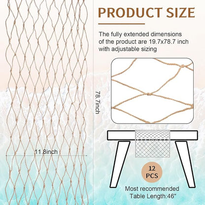SATINIOR Fish Net Party Decorations 12 x 72'' Fishing Net Table Runner - Image 3