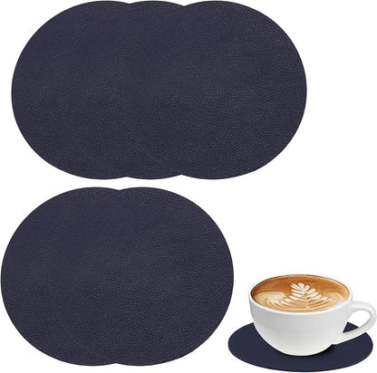 Set of 6 Leather Coasters, Dual-Sided Non-Slip & Waterproof, by Kemcatui