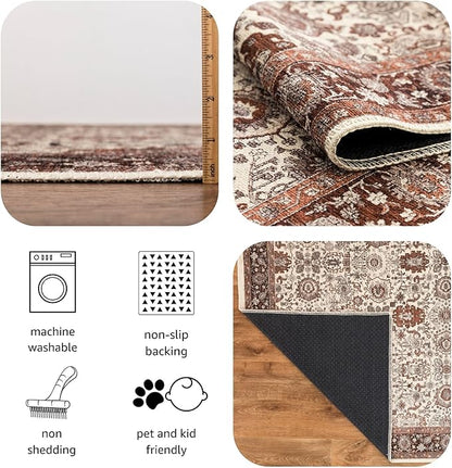 Keen Home Design 5x7 Rug - Machine Washable Area Rug with Non-Slip Backing, Ideal for Living Room, Dining Room, Bedroom - Vintage, Easy Clean, Durable, Low Pile - (5' x 7')