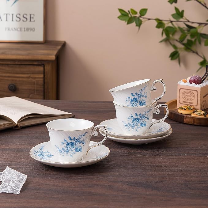 Agyiuns tea cups and saucers ceramic coffee mug 6oz - Image 7