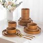 LERATIO Ceramic Dinnerware Sets for 6, High Edge Stoneware Plates and Bowls Set, Chip and Crack Resistant | Oven & Dishwasher & Microwave Safe Dishes Set, Service for 6