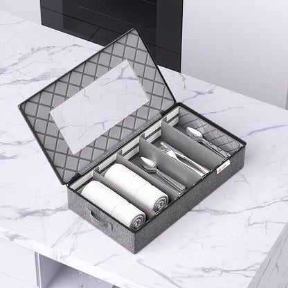 Silverware Storage Box, Hard Shell Flatware Organizer - Image 5