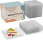 Exquisite Mini Disposable Appetizer Plates - 100 Pack 4.5" x 4.5" Crystal Clear Plastic Dessert Plates - Elegant Design for Weddings, Birthdays, Formal Parties - Stackable & Convenient - BPA Free