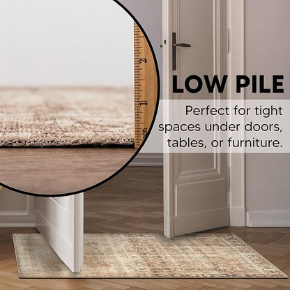 Keen Home Design 2x3 Rug - Machine Washable Entry Rug with Non-Slip Backing, Ideal for Enteryway, Kitchen, Bathroom, Laundry Room - Vintage, Easy Clean, Durable, Low Pile - (2' x 3')