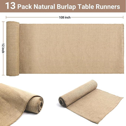13 Pack Burlap Table Runners 12 x 108 Inches Farmhouse Jute Runner Rustic - Image 6