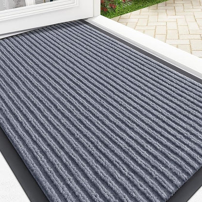 OLANLY Front Door Mat Indoor Outdoor Entrance, Waterproof Heavy Duty Doormat, Fade Resistant, Low Profile, Easy Clean Patio Porch Welcome Floor Mats for Entry, 29.5x17, Ash Grey