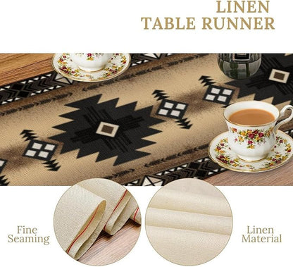 Aztec Table Runner, Southwestern Ethnic Geometric Triditional Table Runner - Image 6