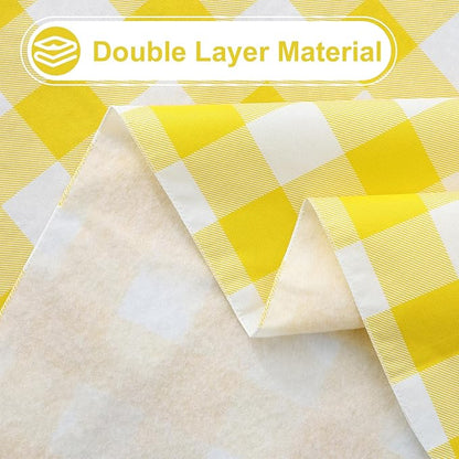 misaya Rectangle Waterproof Vinyl Table Cloth, Buffalo Flannel Backed Tablecloth, Wipeable Plastic Table Cover for Dinner, Kitchen, Outdoor (60" x 102", Yellow and White)