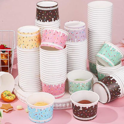 Aodaer 120 Pack 8oz Paper Cups Sprinkles Ice Cream Bowls Disposable Snack Bowls - Image 5