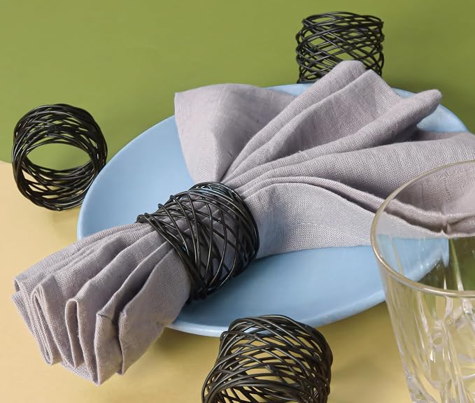 ALPHA Living HOME 12 Pcs Modern Metal Napkin Rings - Image 8