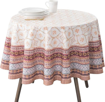 Maison d' Hermine Table Cloth Round Table 100% Cotton 63 Inches Fall Tablecloth Reusable Everyday Use for Thanksgiving Christmas Decorations Dining Farmhouse Party (Fair Isle)