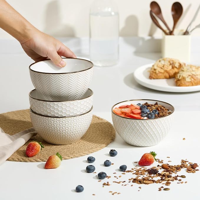 KooK Soup Bowls, Ceramic Bowl, for Soup, Cereal and Poke, Microwave & - Image 2