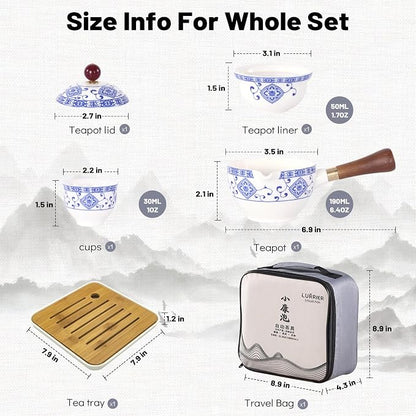 LURRIER Porcelain Chinese Gongfu Tea Set, Portable Teapot Set - Image 2