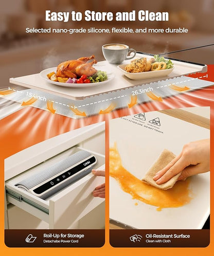 Warming Mat for Food, 26x15 Inch, Off White, Fast Heat, Child Lock | Includes - Image 5
