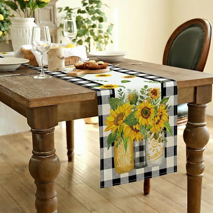 Sunflower Summer Table Runner 13x120 Inch, Kitchen Dining Table Decoration - Image 4