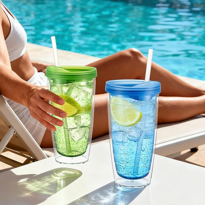 KX-WARE 20 Ounce Double Walled Colorful Tabletop Insulated Plastic Tumbler Cup - Image 3
