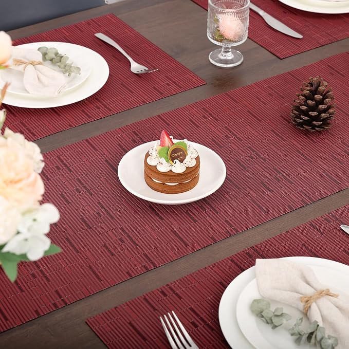 Myir JUN Red Table Runner Home Decor Dining Table Runners | Vinyl Table Runner - Image 3