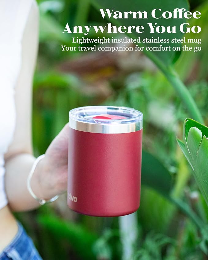 12oz Insulated Coffee Mug with Lid – Includes Two Lids, Stainless Steel Coffee - Image 9