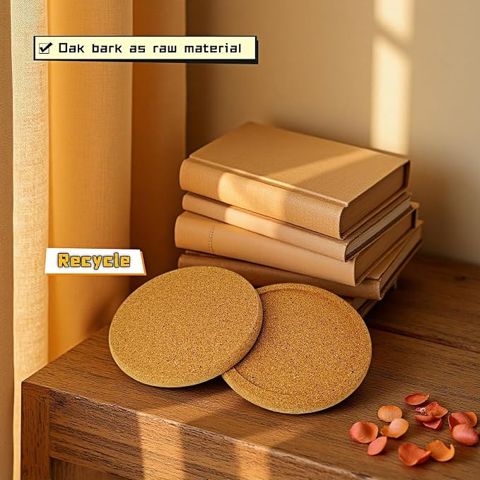 6-Pack Cork Coasters, 4 Inch Absorbent Reusable Beverage Coasters - Image 9