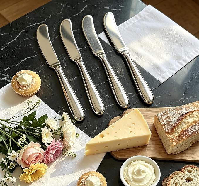 4 Pieces Set Butter knife, Pate Knife Cheese Spreader, Thick and Smooth Handle - Image 5