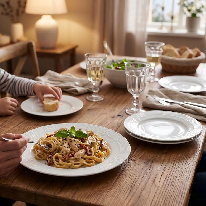 10 Inch Porcelain Dinner Plates Set of 4, Dishwasher safe, Microwave safe - Image 5