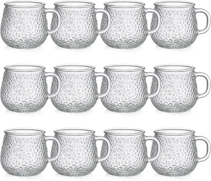 12 Pack Glass Coffee Mugs with Handles, 12 Ounces Glass Breakfast Mugs Bulk by Unknown