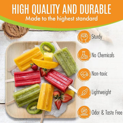 Raj Palm Leaf Plates Bulk [50-Pack] 10" Square Plates (3 CASES - 150 PACK) like Bamboo plates Disposable, Strong, Decorative Compostable Tableware for weddings, Lunch, Dinner, Birthday, Camping