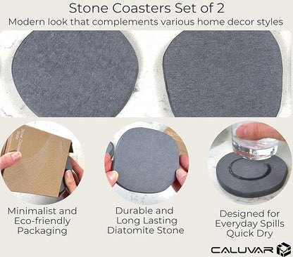 Stone Coasters Slate Set of 2, Stone Drying Mat - Image 2