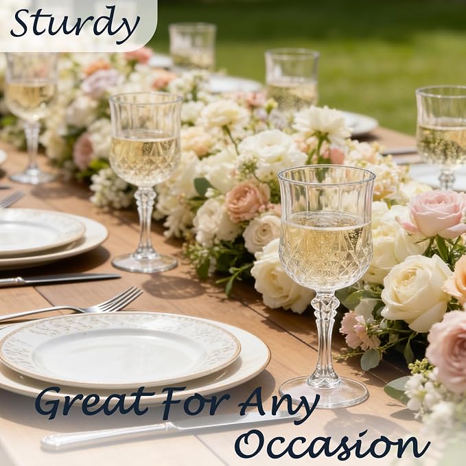 100Pack Plastic Wine Glasses, 7oz Vintage Goblets - Image 6