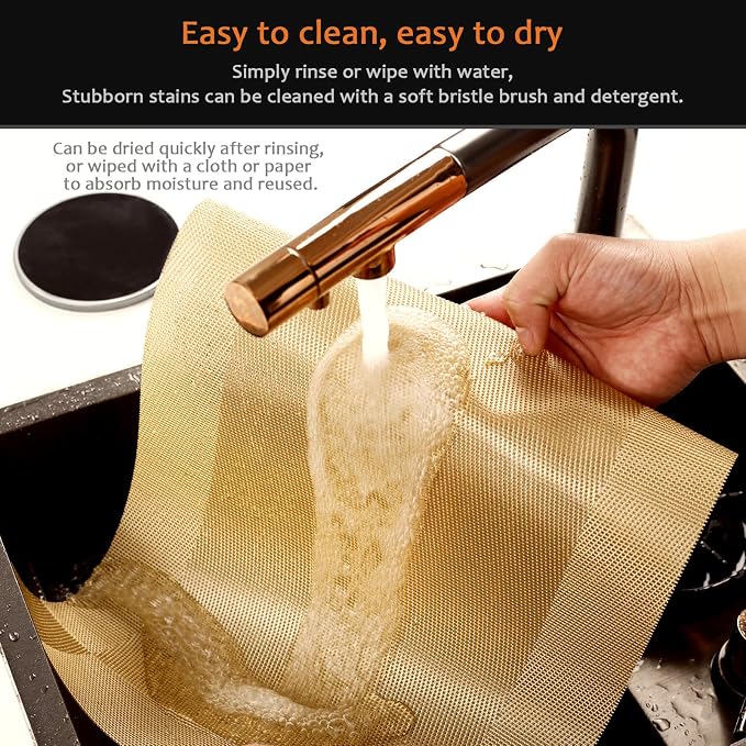 Gold Vinyl Placemats Set of 8, Heat Resistant Table Placemats | 18x12 inch - Image 5