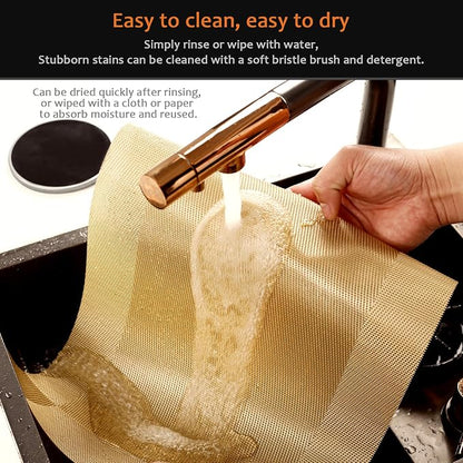 Gold Vinyl Placemats Set of 8, Heat Resistant Table Placemats | 18x12 inch - Image 5