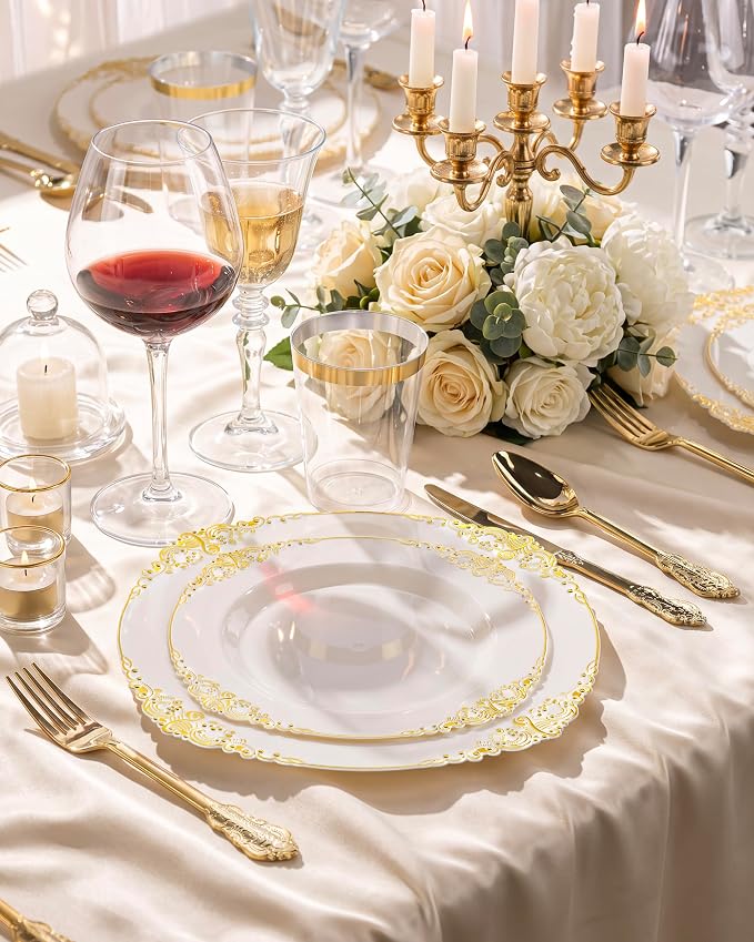Nervure 100Pcs 7.5'' Ivory Plastic Plates, Disposable Plates - Image 2