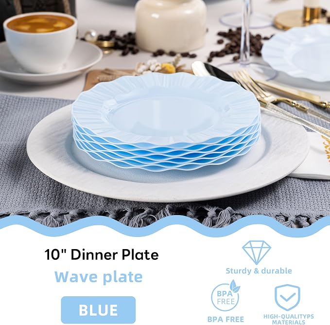 72 Pack Blue Plastic Plates, Thanksgiving - Image 2