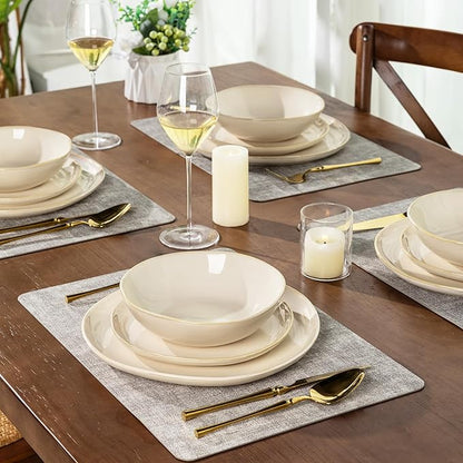 AmorArc Ceramic Dinnerware Sets,Handmade Reactive Glaze Stoneware Plates and Bowls Sets,Highly Chip and Crack Resistant | Dishwasher & Microwave Safe Dishes Set,Service for 8 (24pc)