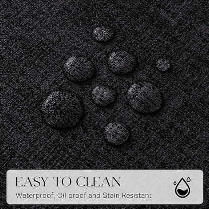 MOSAYT Faux Leather Placemats Set of 6, Heat Resistant Wipeable Washable Vinyl Place Mats with Coasters, Waterproof Oil Proof Table Mats for Kitchen Dining Party Indoor Outdoor, 12" x 18", Black