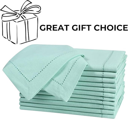 Bedding Craft Cotton Cloth Dinner Napkins Set of 12 – 18x18 Bird Egg Gray Hemstitched – Machine Washable Fabric Napkins for Weddings, Thanksgiving, Christmas & Daily Dining
