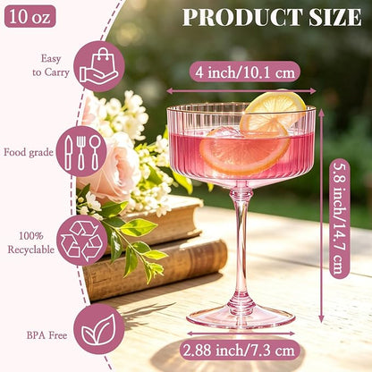 12PCS Plastic Martini Glasses, Unbreakable Reusable Champagne Coupe, Removable - Image 2