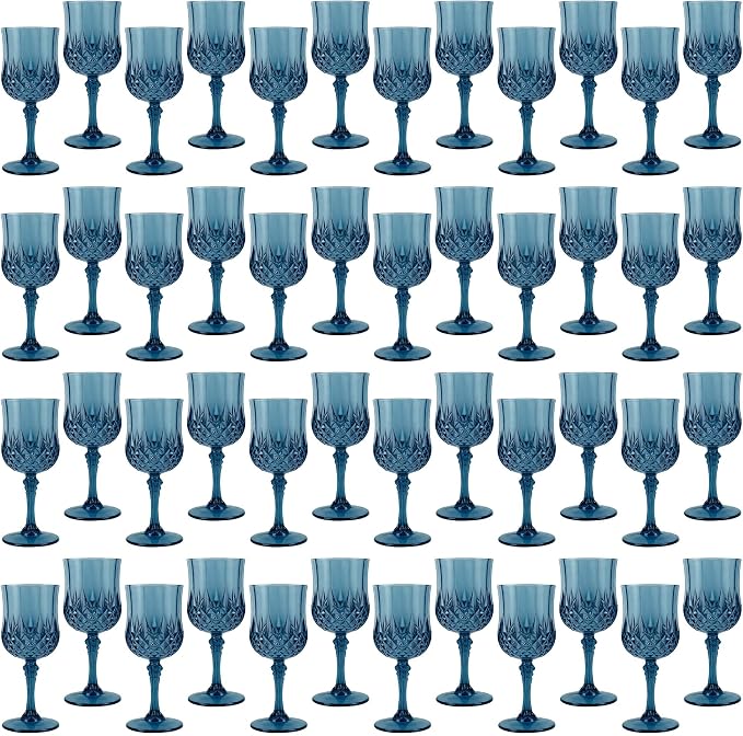 48Pack Plastic Wine Glasses, 7oz Vintage Goblets by LEYIQU
