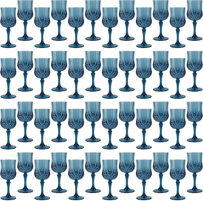 48Pack Plastic Wine Glasses, 7oz Vintage Goblets by LEYIQU